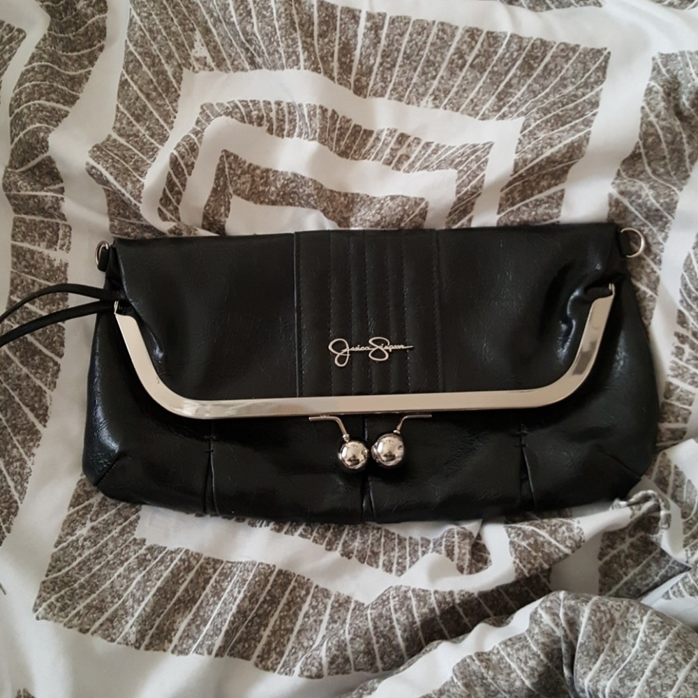 Beautiful black and silver Jessica Simpson  clutch